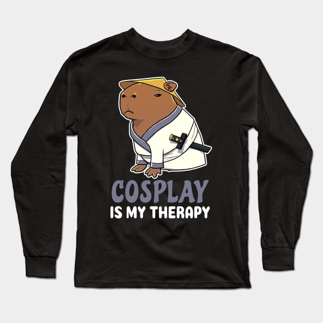 Cosplay is my therapy cartoon Capybara Samurai Long Sleeve T-Shirt by capydays